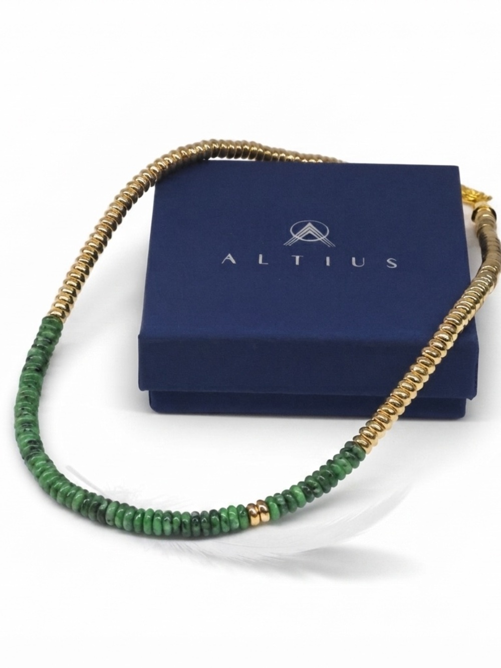 Altius Green Jasper & Gold Plated Beaded Necklace - Picture 4 of 4